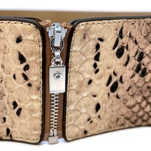 NY & Company tan snakeskin zipper stretch belt NWT